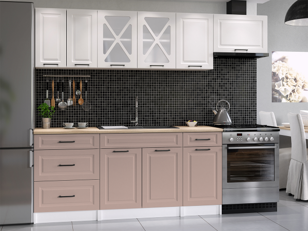 FRONTI Kuchyňská linka MARGID 240cm - Bílá + kobe