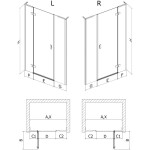 MEXEN/S - Mist-H L sprchové dveře křídlové pravé 145, transparent, zlatá kartáčovaná 8A5L-145-001-55-00-P