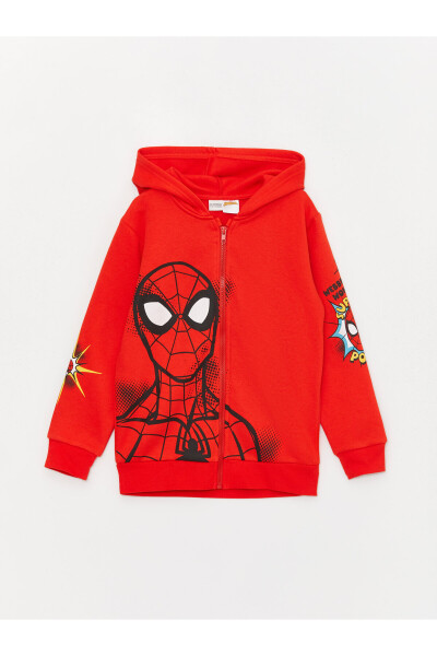 LC Waikiki Boys Hooded Spiderman Printed Long Sleeve Zipper Sweatshirt
