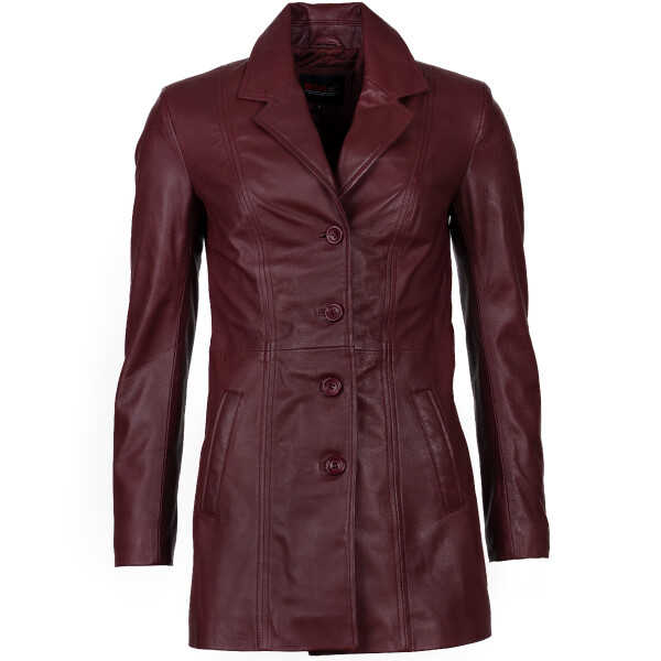 Dámský Kožený Kabát Dolce Brixton Višňová Velikost: 4XL