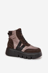 Dámské zateplené kotníkové boty na platformě Vinceza 58562 hnědé 38