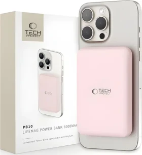 Tech-Protect PB10 Lifemag růžová / Powerbanka / MagSafe / 5000 mAh (5906302309528)