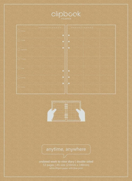 Filofax kalendář nedatovaný týden na 2 strany