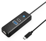 Orico PWCUR-C3 černá / USB hub / USB-A 3.0 / USB-C 3.0 / RJ45 Gigabit / 0,15 m