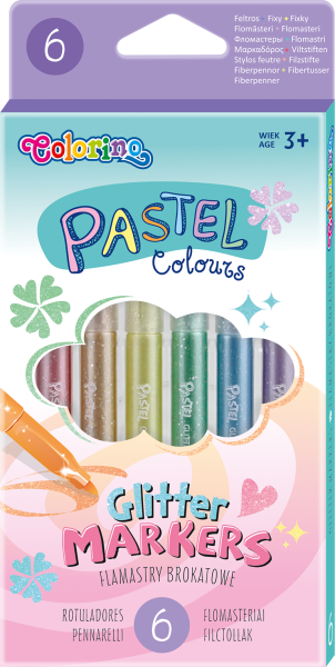 Colorino popisovače se třpytkami Pastel, kulaté, 6 barev