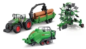 Bburago FARMLAND Set Traktor FENDT 1050 VARIO se třemi přívěsy