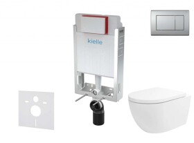 Kielle - Genesis Set předstěnové instalace, klozetu Oudee Vortex, sedátka softclose a tlačítka Gemini III, matný chrom 30505SZ77