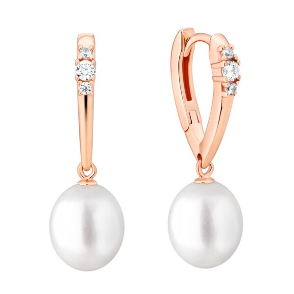 Náušnice s bílou perlou Elenia Gold - stříbro 925/1000, Zlatá Bílá