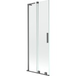 MEXEN/S - Velar L dvoukřídlá posuvná vanová zástěna 70 x 150, transparent, grafit metal 896-070-003-01-95