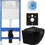 CERANO - Kompletní WC set Profi/Cesso - černá lesklá - WC tlačítko Duo/Bílá - předstěnová instalace - 49x36 CER-8050BD84223