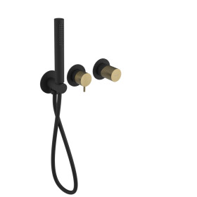 SAPHO - ULTRATAP podomítková sprchová/vanová baterie s ruční sprchou, 2 výstupy, černá mat/zlato mat UT045TBG
