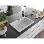 MEXEN - Elix granitový dřez 1-miska 700 x 500 mm, bílá, sifon chrom 6526701005-20