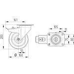 Tente Vysokozátěžové kolečko s polyuretanovým běhounem 160 mm, otočné s brzdou 1753