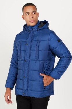 AC&Co Altınyıldız Classics Men's Blue Standard Fit Normal Cut Standing Collar Padded Outdoor Puffy Coat.