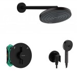 HANSGROHE - Sprchový set s baterií pod omítku, s tělesem, průměr 26 cm, 3 proudy, matná černá SANI21HHH400