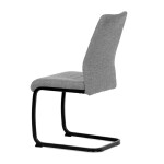 Židle jídelní, stříbrná látka, černé kovové nohy