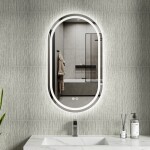 Erga Lyra, oválné LED zrcadlo 50x90cm, 3 barvy světla, přední a zadní osvětlení, vyhřívací podložka proti zapaření, ERG-V01-LYRA-5090-CL