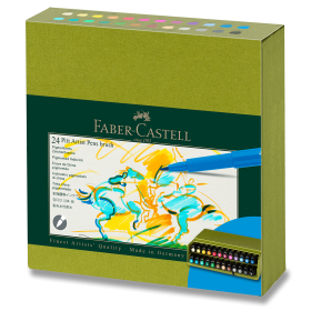 Popisovač Faber-Castell Pitt Artist Pen Brush studio box, 24 ks