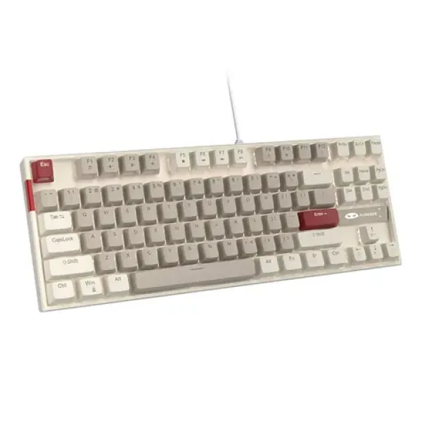 MageGee MK-STAR retro bílo-šedá / Mechanická klávesnice / US layout / kabel USB-A / RGB podsvícení (MK-STAR Wg Brown)
