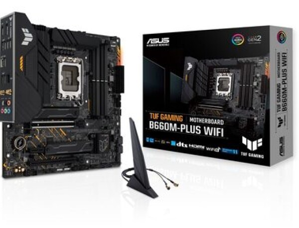 ASUS TUF GAMING B660M-PLUS WIFI / Intel B660 / LGA 1700 / 4x DDR5 / PCI express 5.0 / 2x PCIe x16 / 1x RJ-45 / mATX (90MB1AZ0-M0EAY0)