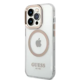 Pouzdro Guess Transparent MagSafe Kompatibilní iPhone 14 Pro Gold