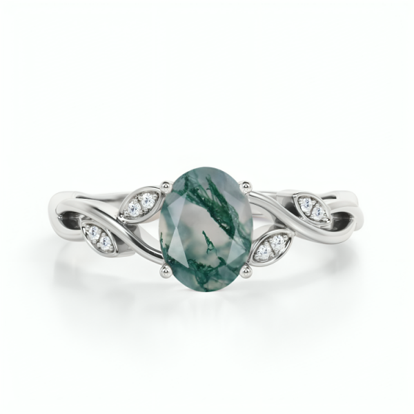 LUNICA Stříbrný prstýnek MECHOVÝ ACHÁT Velikost prstenu: 7 (EU: 54-56) 0680_7