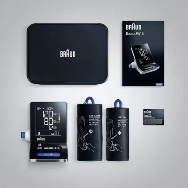 Braun ExactFit 3 / Tlakoměr / Na paži / Automatický / Pro 2 uživatele / LCD displej (4022167016508)