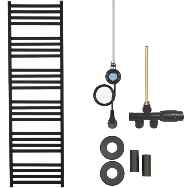 CERANO - Koupelnový radiátorový set Fulgidus - kombinované vytápění, wifi tyč - boční jednobodové připojení - 600W - černá matná - 1800x530 mm CER-663709