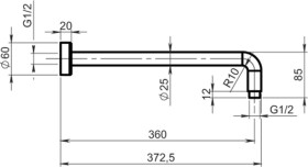 NOVASERVIS - Rameno pevné sprchy 350 mm chrom RAM350,0
