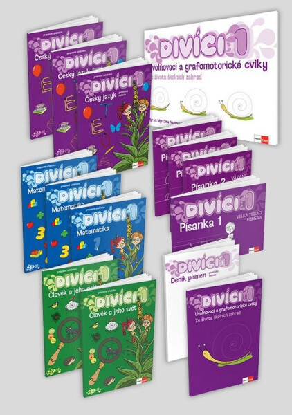 Divíci 1 - rozšířený žákovský balíček - Český jazyk GM (vázané písmo) + Matematika + Člověk a jeho svět