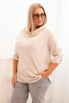 Dámská blůza Plus Size s bavlnou volného střihu s vodním výstřihem béžová UNI