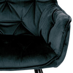 Jídelní židle, potah modročerná sametová látka, kovová 4nohá podnož, černý lak