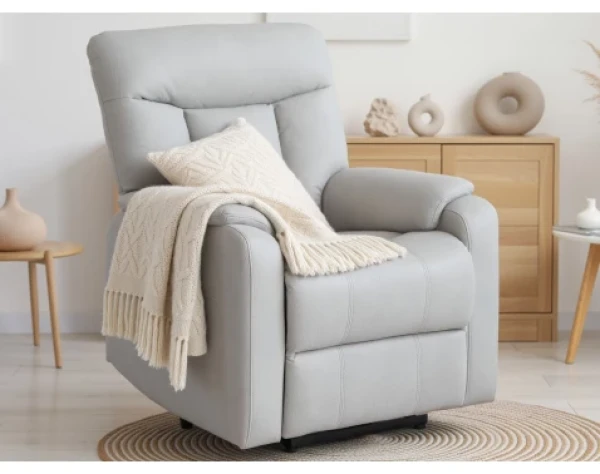 Křeslo s elektrickým polohováním Fiona, světle šedá látka