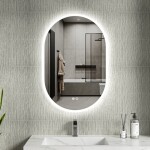 Erga Demi, oválné LED zrcadlo 60x90cm, 3 barvy světla, přední osvětlení, topná podložka proti zapaření, ERG-V01-Demi-6090-CL ERG-V01-DEMI-6090-CL