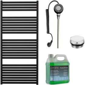 CERANO Koupelnový elektrický radiátorový set Vincenzo - WIFI - 600W - černá matná - 1330x600 mm