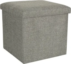 KIK Skládací pufa šedá / Puf s úložným prostorem / 38 × 38 × 38 cm / do 100 kg (KX4620)