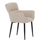 Židle jídelní, snadno čistitelná krémová látka, černý matný lak, kovové nohy