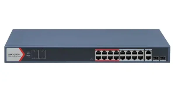 Hikvision DS-3E1318P-EI(B) / Switch / 16x 100 Mbps PoE / 2x Gb Combo Uplink / 230W Super PoE / dosah 300m (DS-3E1318P-EI(B))