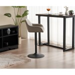 Židle barová, potah šedá látka v dekoru vintage kůže, černá podnož