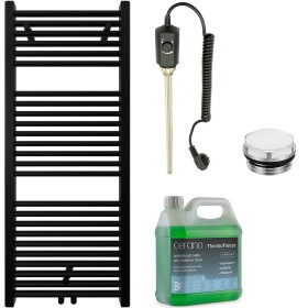CERANO Koupelnový elektrický radiátorový set Lincoln - 300W - černá matná - 1200x500 mm