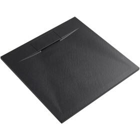 CERANO Sprchová vanička čtvercová Enzo - SMC/minerální kompozit - strukturovaná černá matná - 80x80x3 cm