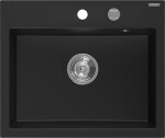 MEXEN - Oscar granitový dřez 580 x 490 mm, černá, sifon chrom 6519581000-77