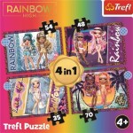 Trefl Puzzle Rainbow High: Módní panenky 4v1 (35,48,54,70 dílků)