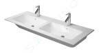 DURAVIT - ME by Starck Dvojumyvadlo nábytkové 1300x490 mm, s přepadem, 2 otvory pro baterie, WonderGliss, bílá 23361300001