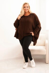 Dámský svetr Plus Size z akrylu s volným střihem a rukávem 3/4 hnědý UNI