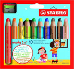 STABILO woody 10 sada ořezávátkem 10