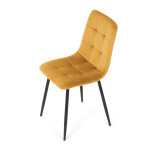 Židle jídelní, žlutá sametová látka, nohy černý kov