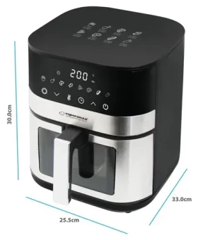 Esperanza EKA003 černá/nerez / Horkovzdušná fritéza / 1400 W / 5 L / 8 programů / 200 °C (EKA003)