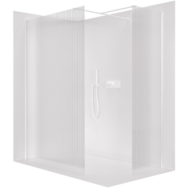 CERANO Sprchová zástěna Walk-in Onyx T L/P - 8 mm - hranatá vzpěra - bílá matná, rýhované sklo - 110x110x200 cm