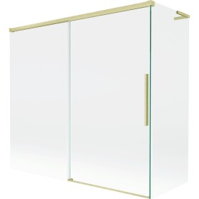 MEXEN/S - Rox L vanová zástěna 2-křídlová posuvná 170 + 75 x 150, transparent, zlatá kartáčovaná 8C9L-170-075-55-00